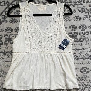 Lucky Brand Cream Lace Accent Tank Top NWT